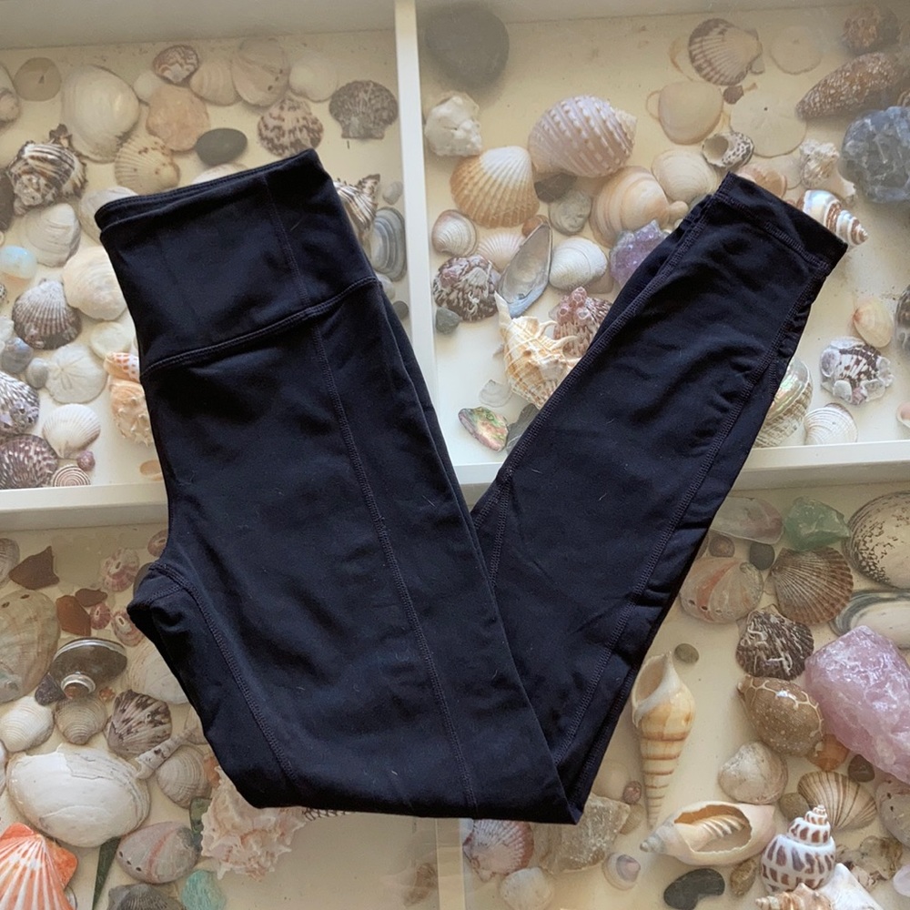 PrAna black leggings Sz S. Mesh accent on calf.